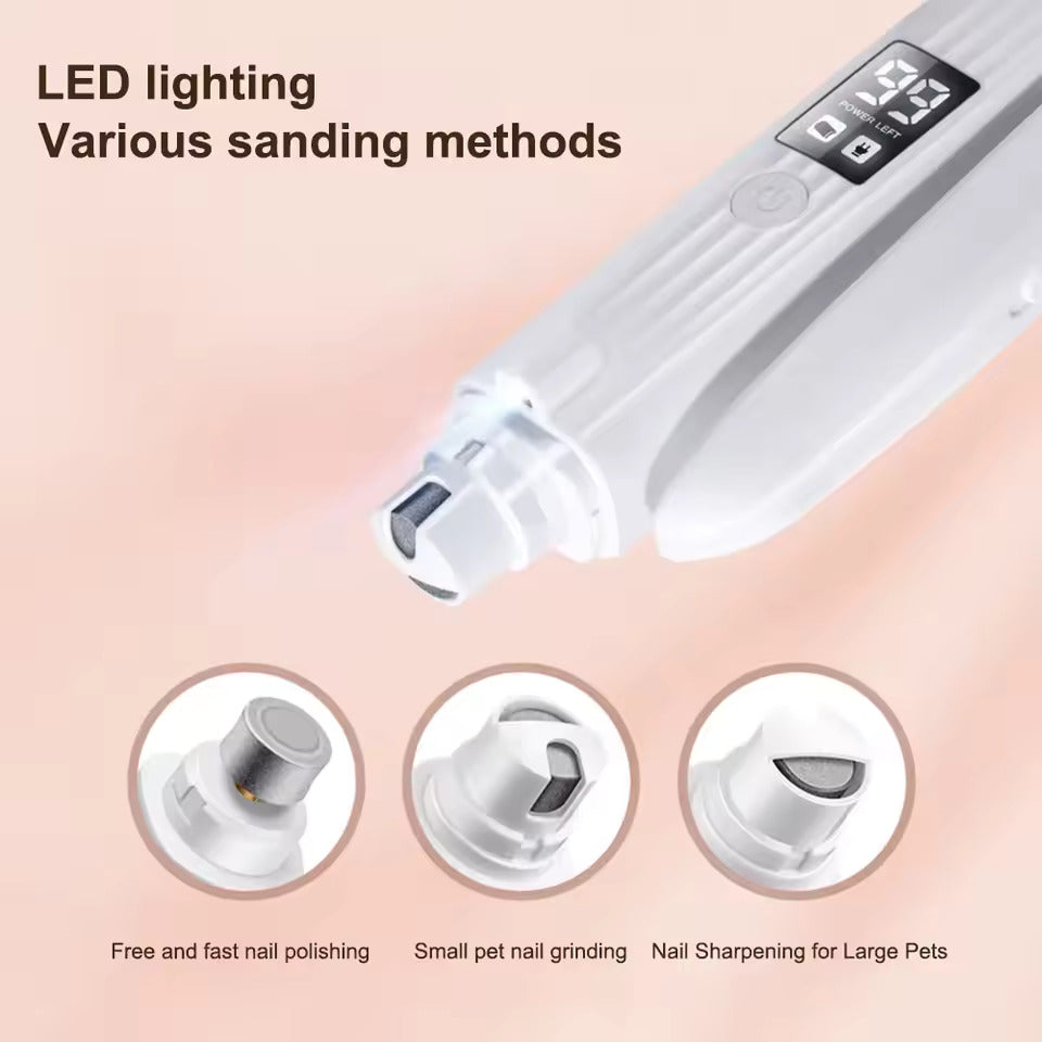 SafeClip™ 2-in-1 Electric Pet Nail Trimmer with LED Lights — Clip & Grind Safely at Home