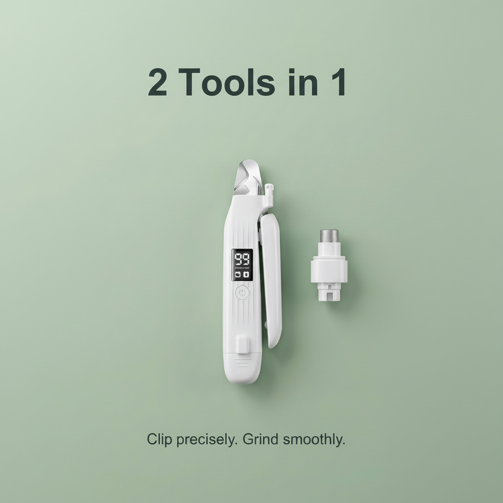 SafeClip™ 2-in-1 Electric Pet Nail Trimmer with LED Lights — Clip & Grind Safely at Home